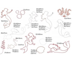 Stickserie - Meerjungfrau Silhouetten Appli